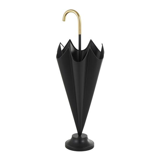 Black Metal Umbrella Stand with Gold Handle